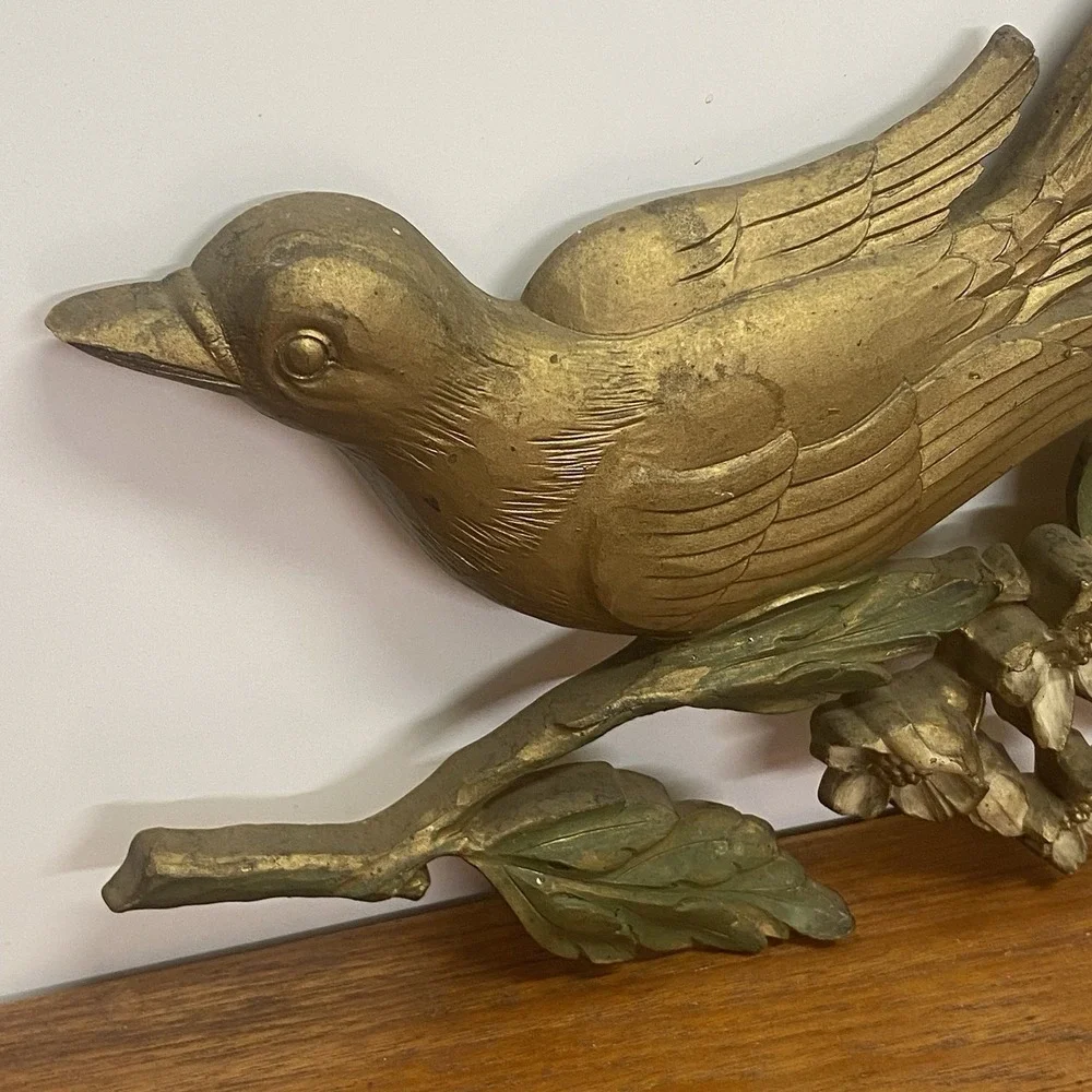 Vintage Dart Industries 1967 Dogwood Flowers Bird Wall Hanging Tinted Cottage